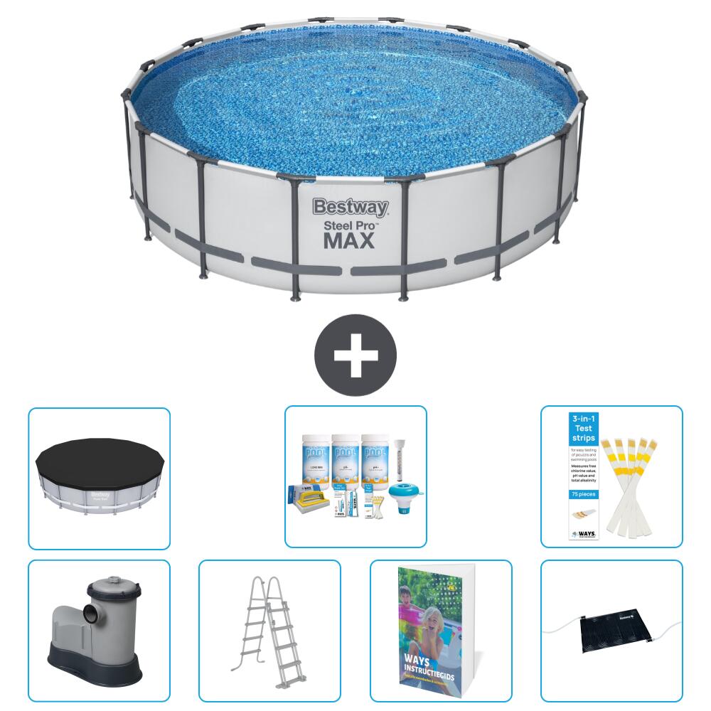 BESTWAY Basen Steel Pro MAX Okrągły - 488x122 cm - 8-częściowy S632