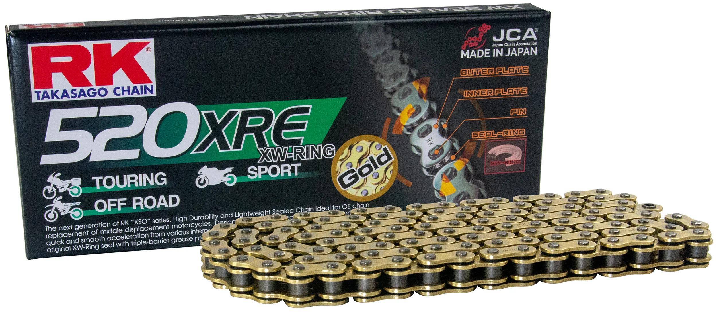 Łańcuch RK 520 XRE 110N złoty otwarty