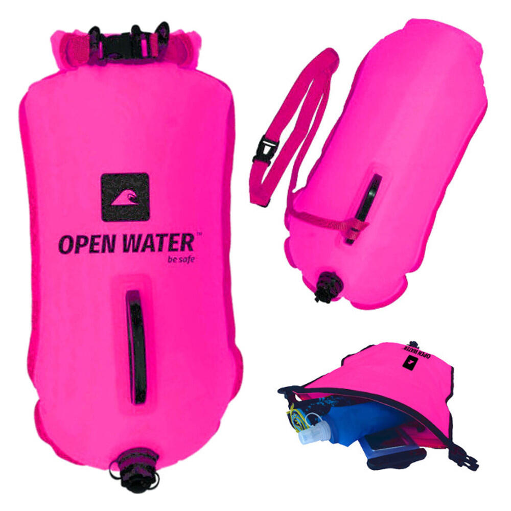 Bojka asekuracyjna do pływania OpenWater XL z kieszenią 2 komory wypornościowe
