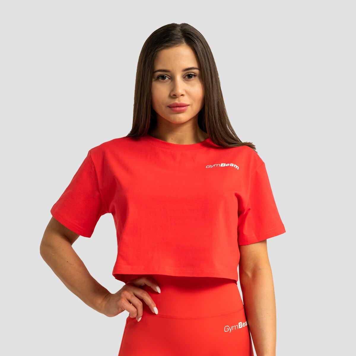 Koszulka damska fitness krótka luźna czerwona Limitless