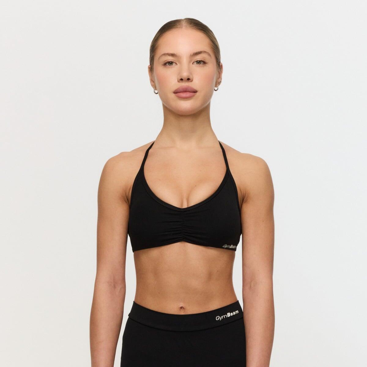 Biustonosz damski fitness ze skrzyżowanymi ramiączkami czarny Fierce