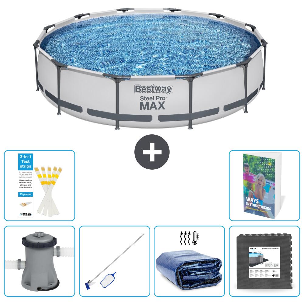 BESTWAY Basen Steel Pro MAX Okrągły - 366x76 cm - 7-częściowy S217