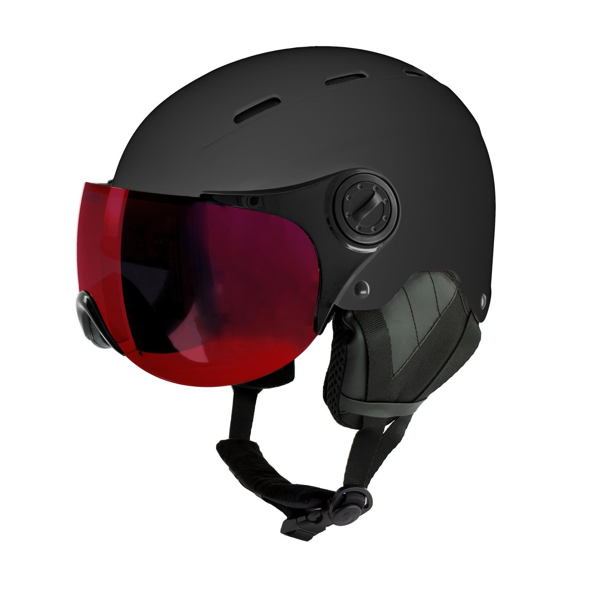 - Kask Sinner Typhoon - Czarny kask narciarski z wbudowaną szybą - Bardzo dobry