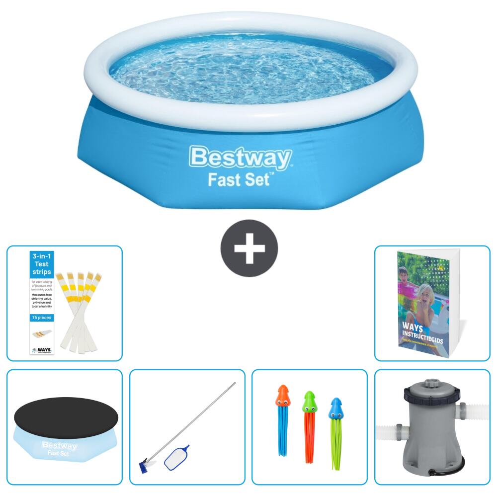 BESTWAY Basen Fast Set Okrągły - 244x61 cm - 7-częściowy S125