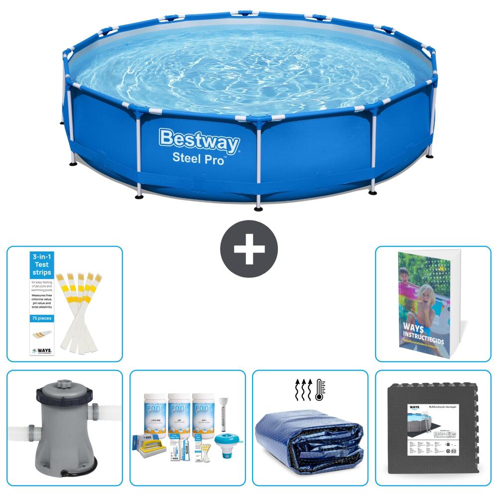 BESTWAY Basen Steel Pro Okrągły - 366x76 cm - 7-częściowy S233
