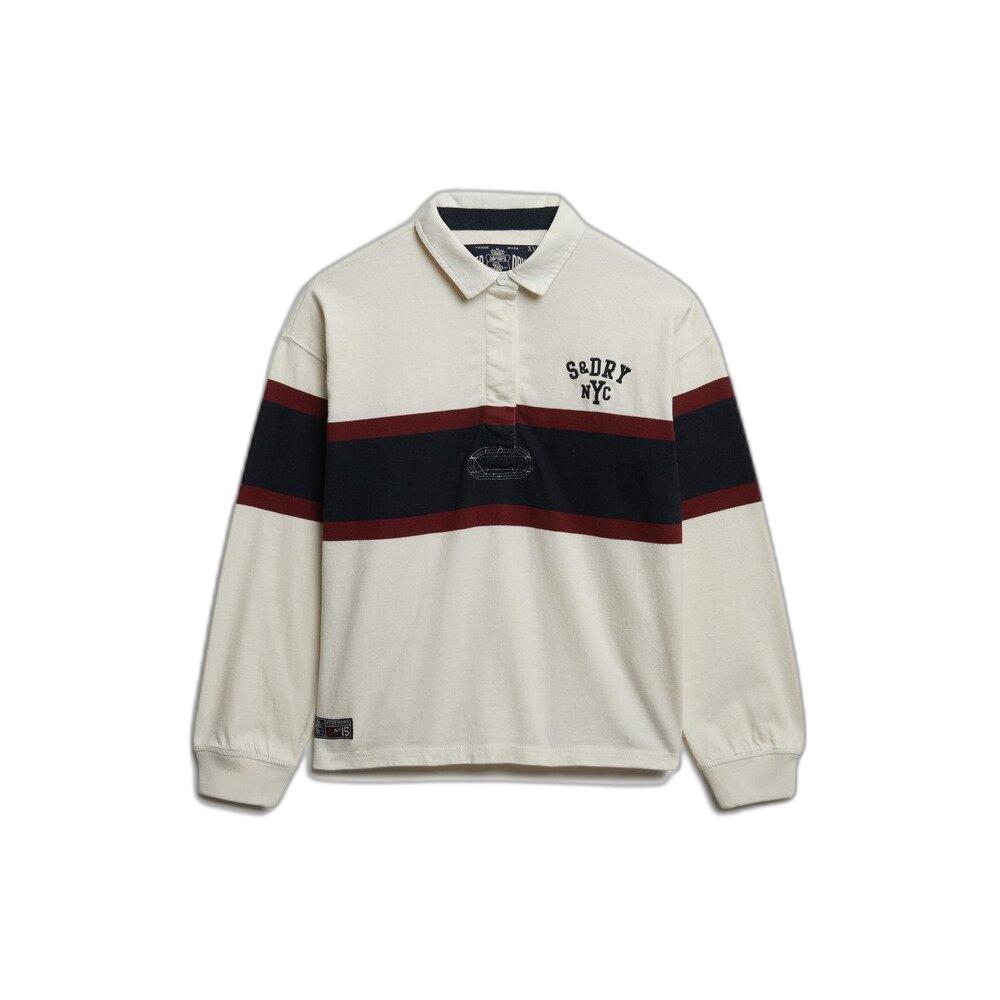 Koszulka polo damska z długim rękawem w paski Superdry Heritage