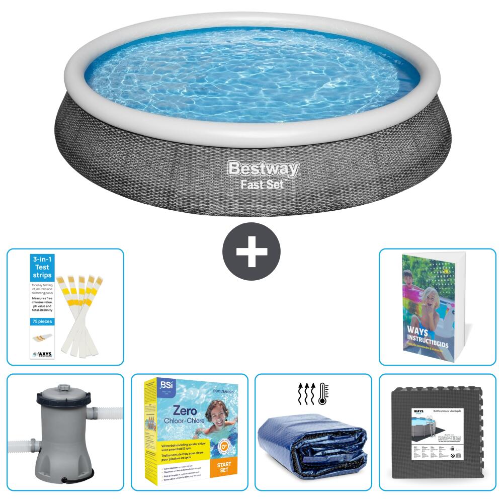 BESTWAY Basen Fast Set Okrągły - 396x84 cm - 7-częściowy S285