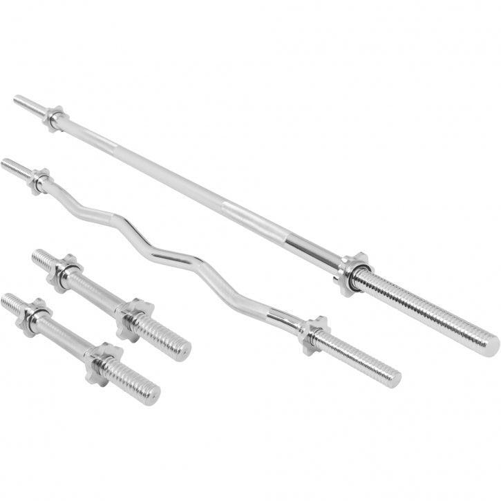 Zestaw - 4 sztuki gryf gwintowany prosty 170 cm, łamany 120 cm, do hantli 31 mm