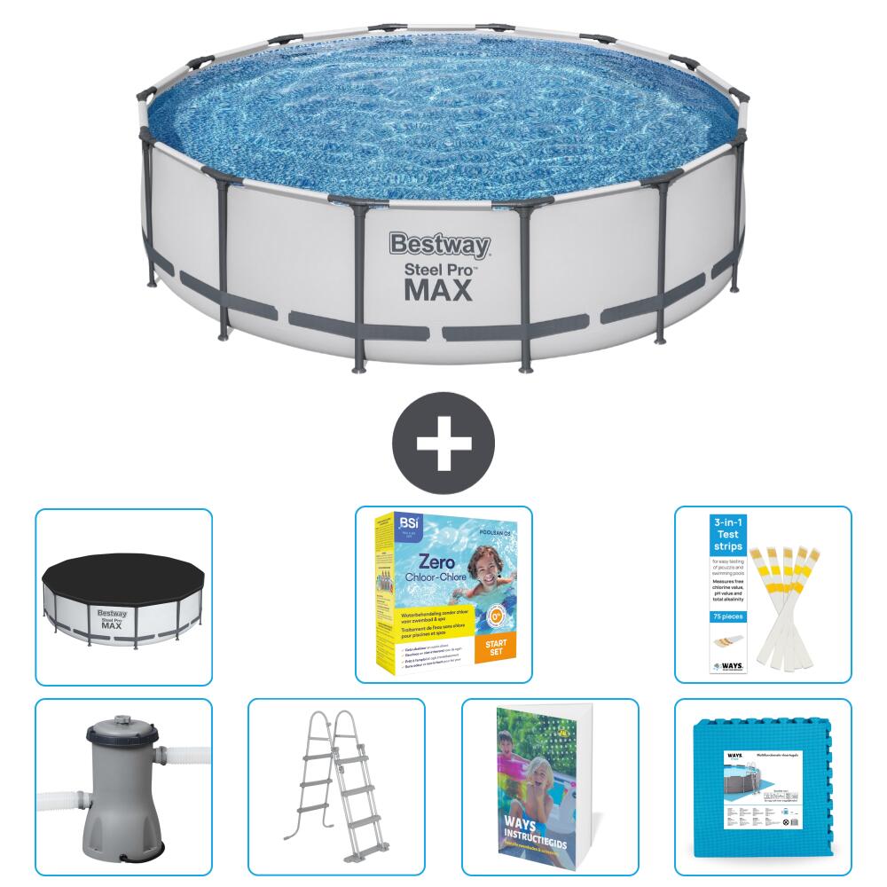 BESTWAY Basen Steel Pro MAX Okrągły - 427x122 cm - 8-częściowy S566