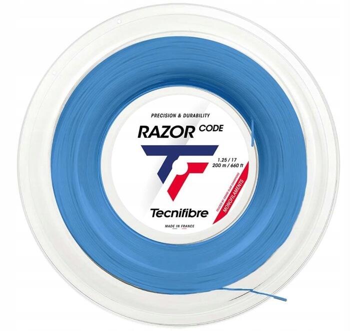 Naciąg tenisowy niebieski Tecnifibre Razor Code (200 m) Szpula