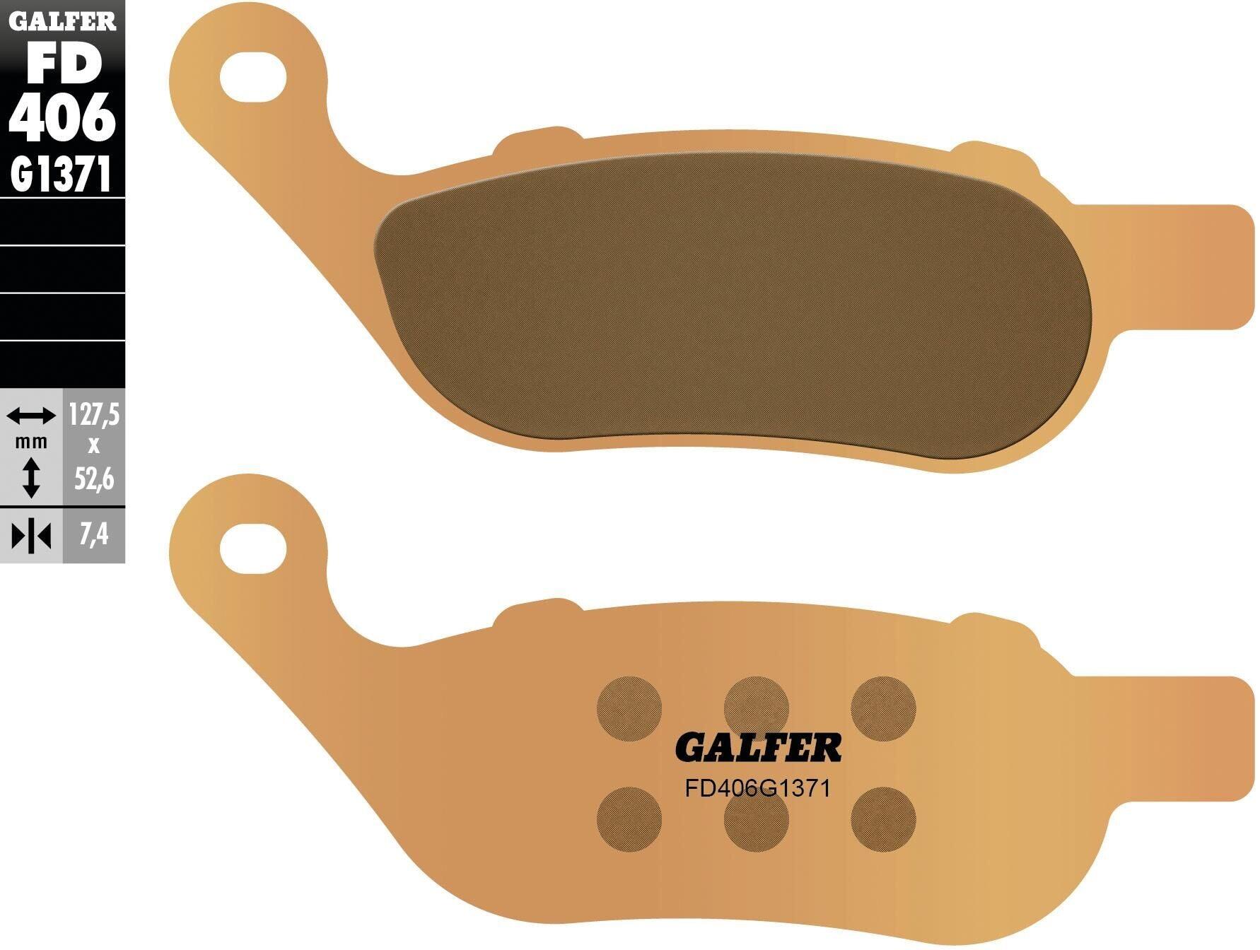 GALFER FD406 G1371 klocki hamulcowe spiekane do tarcz 127,5×52,6 mm