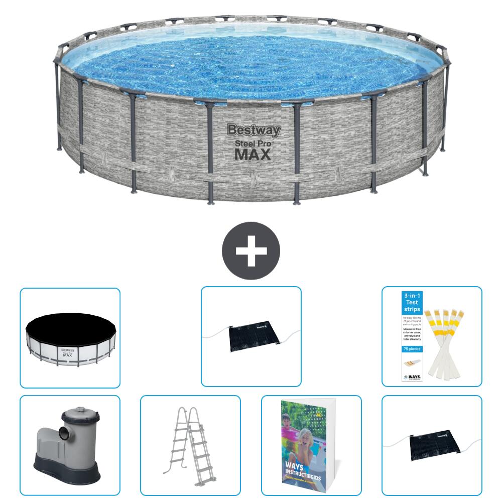 BESTWAY Basen Steel Pro MAX Okrągły - 549x122 cm - 8-częściowy S562