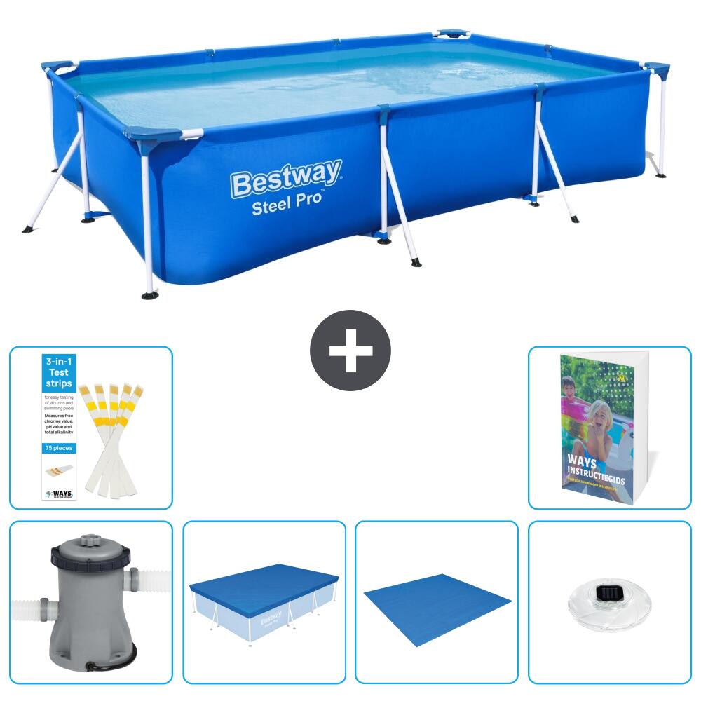 BESTWAY Basen Steel Pro Prostokątny - 300x201x66 cm - 7-częściowy S248