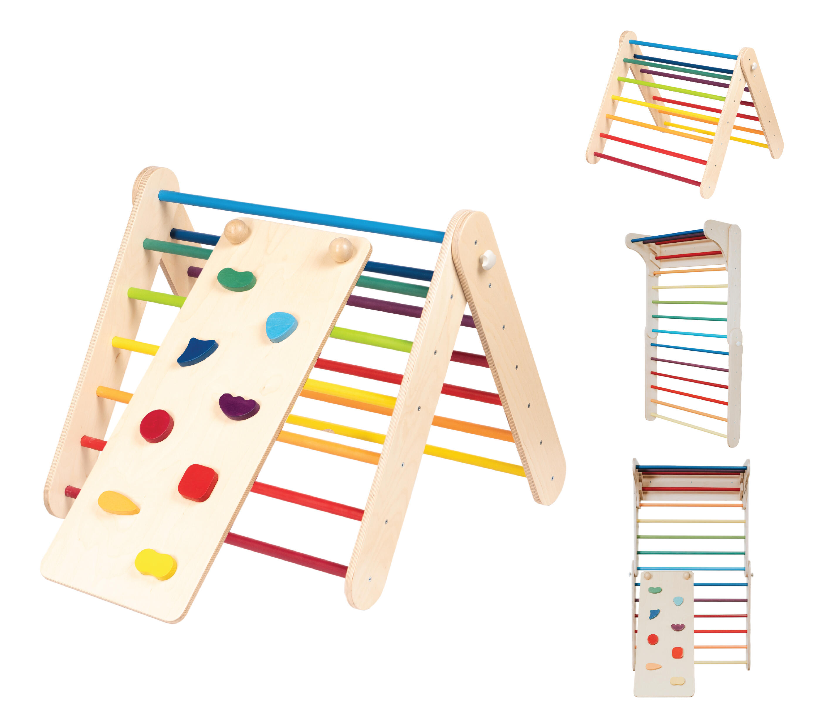 Ścianka Wspinaczkowa i Trójkąt Wspinaczkowy 2w1 z Rampą Montessori