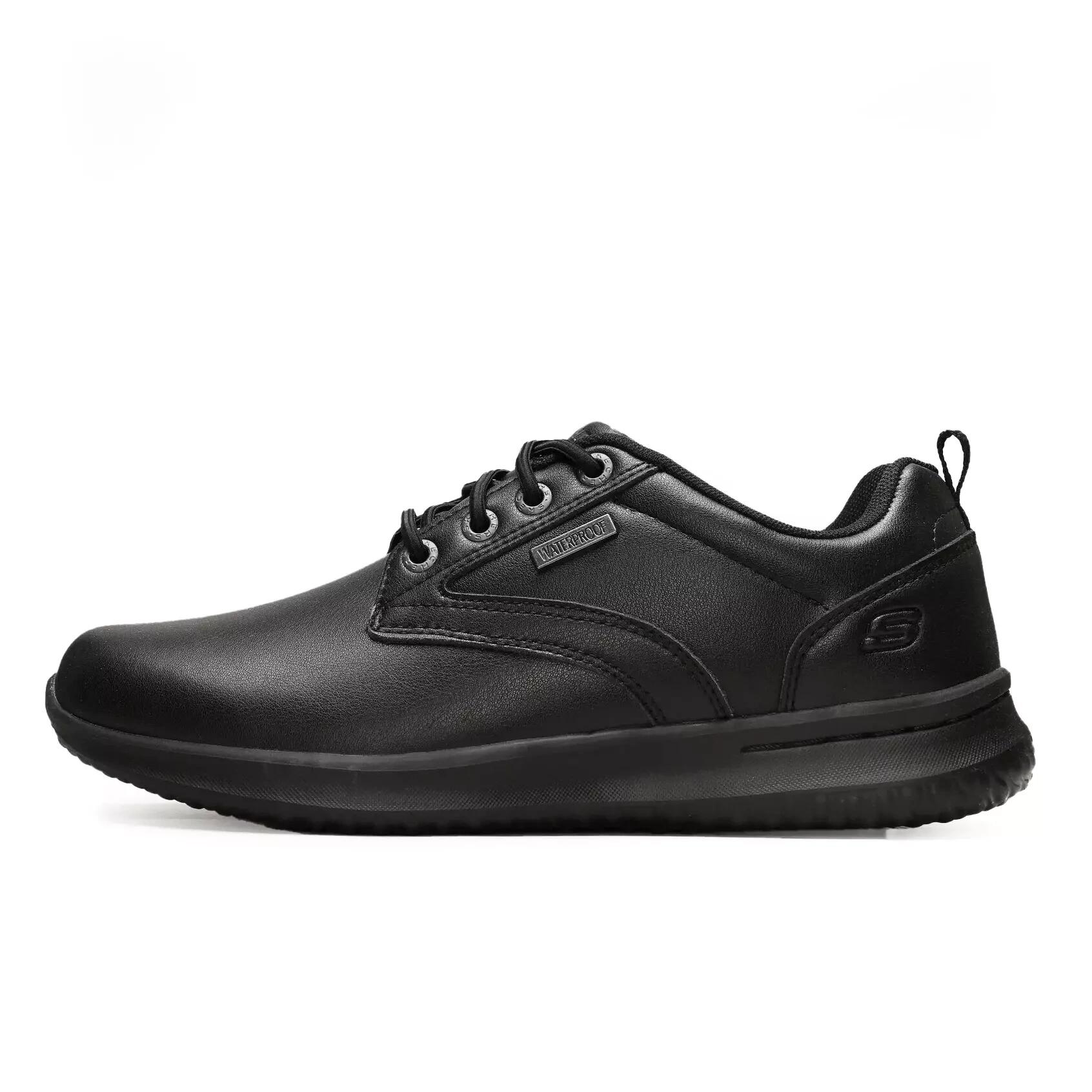 Sneakersy męskie czarne Skechers Delson Antigo buty skórzane czarne (65693-BBK)