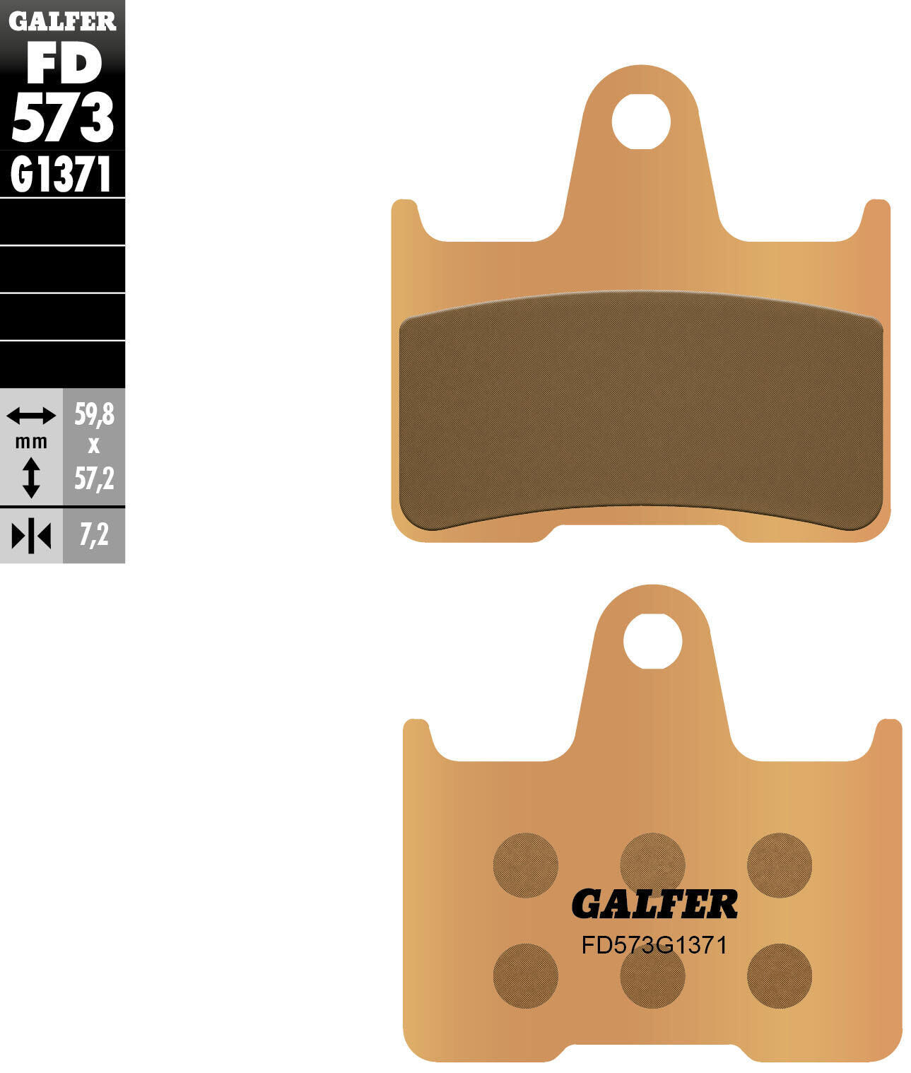 GALFER FD573 klocki hamulcowe sinterowane (G1371) złote ECE R90
