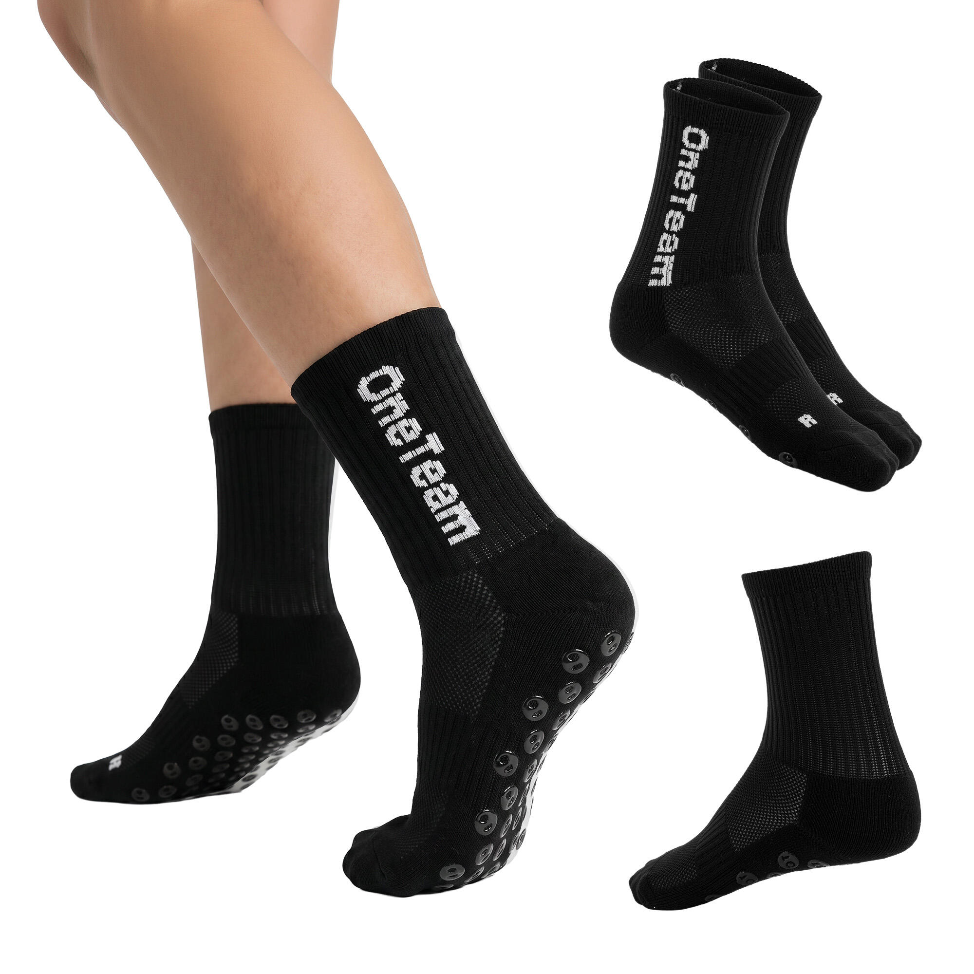 Skarpety piłkarskie dziecięce OneTeam Precision Grip antypoślizgowe 2-pack