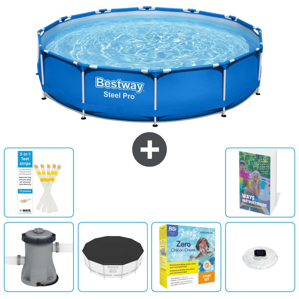 BESTWAY Basen Steel Pro Okrągły - 366x76 cm - 7-częściowy S178