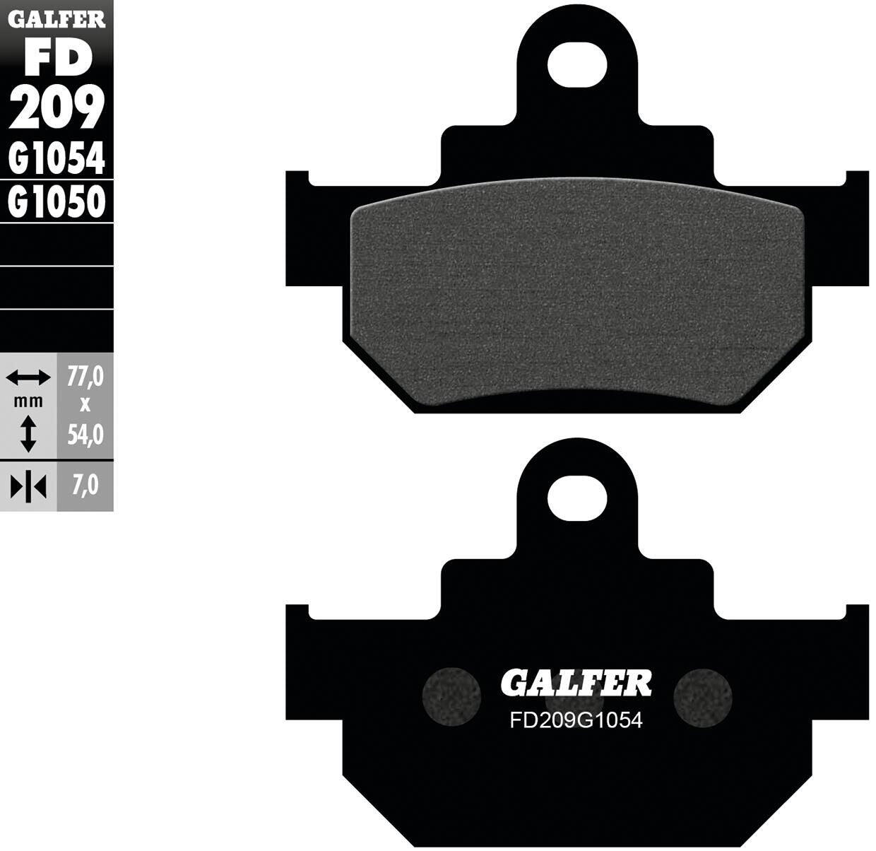 GALFER FD209 (G1054) klocki hamulcowe ECE R90 77×54×7 mm półmetaliczne