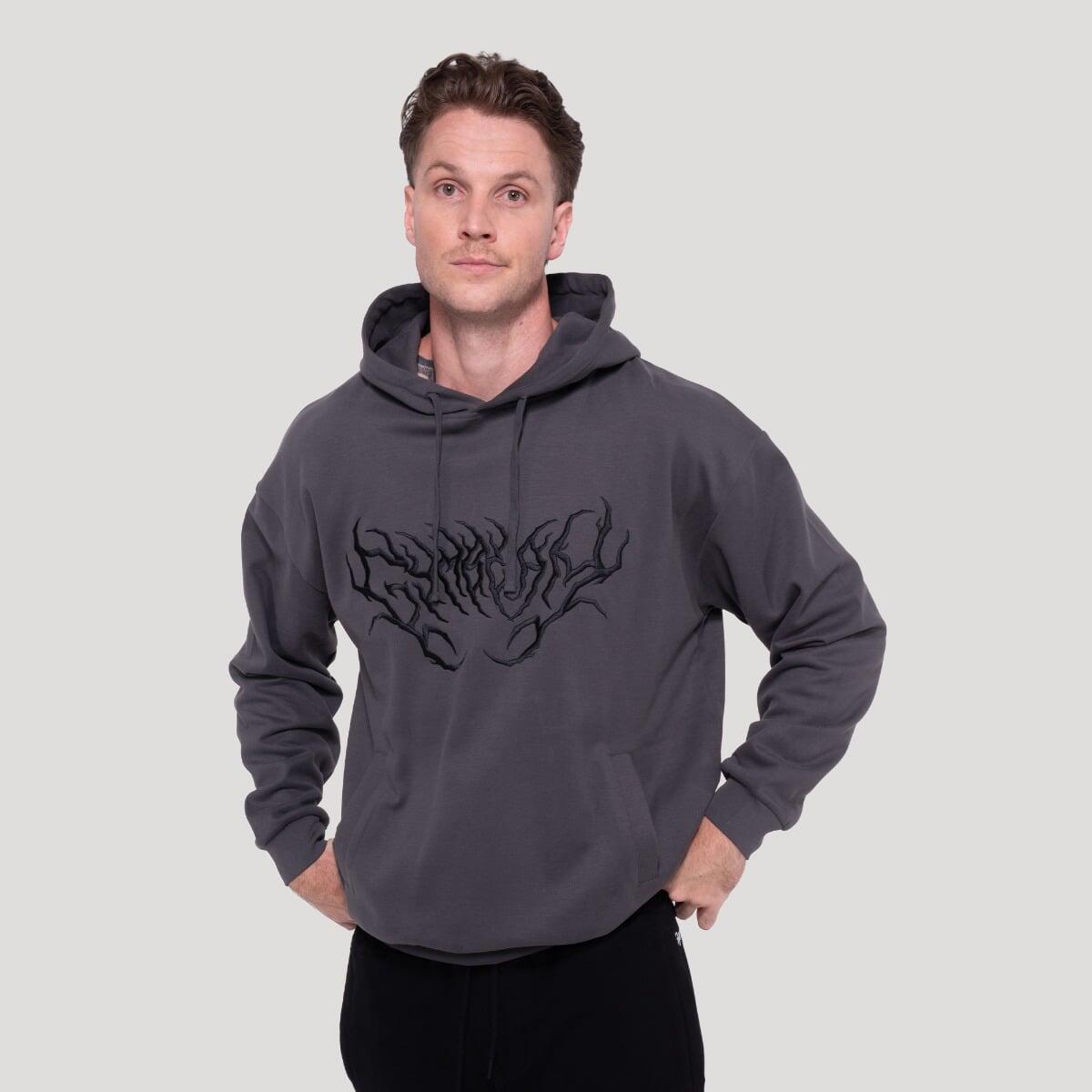 Bluza męska fitness z kapturem oversize szara Thorn