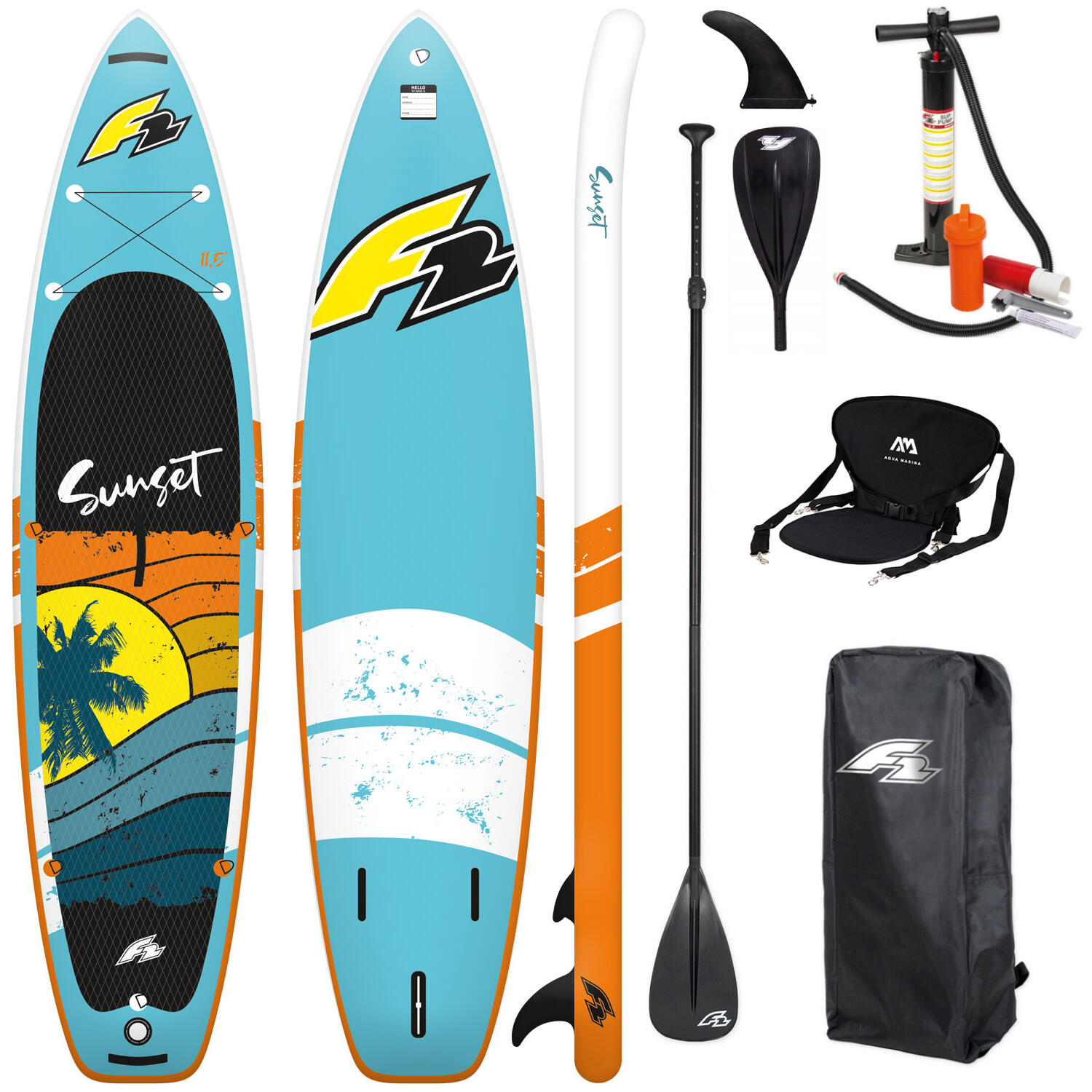 Deska SUP Pompowana F2 Sunset 10'2 310 cm COMBO Zestaw Wiosło 2w1 i Siedzisko