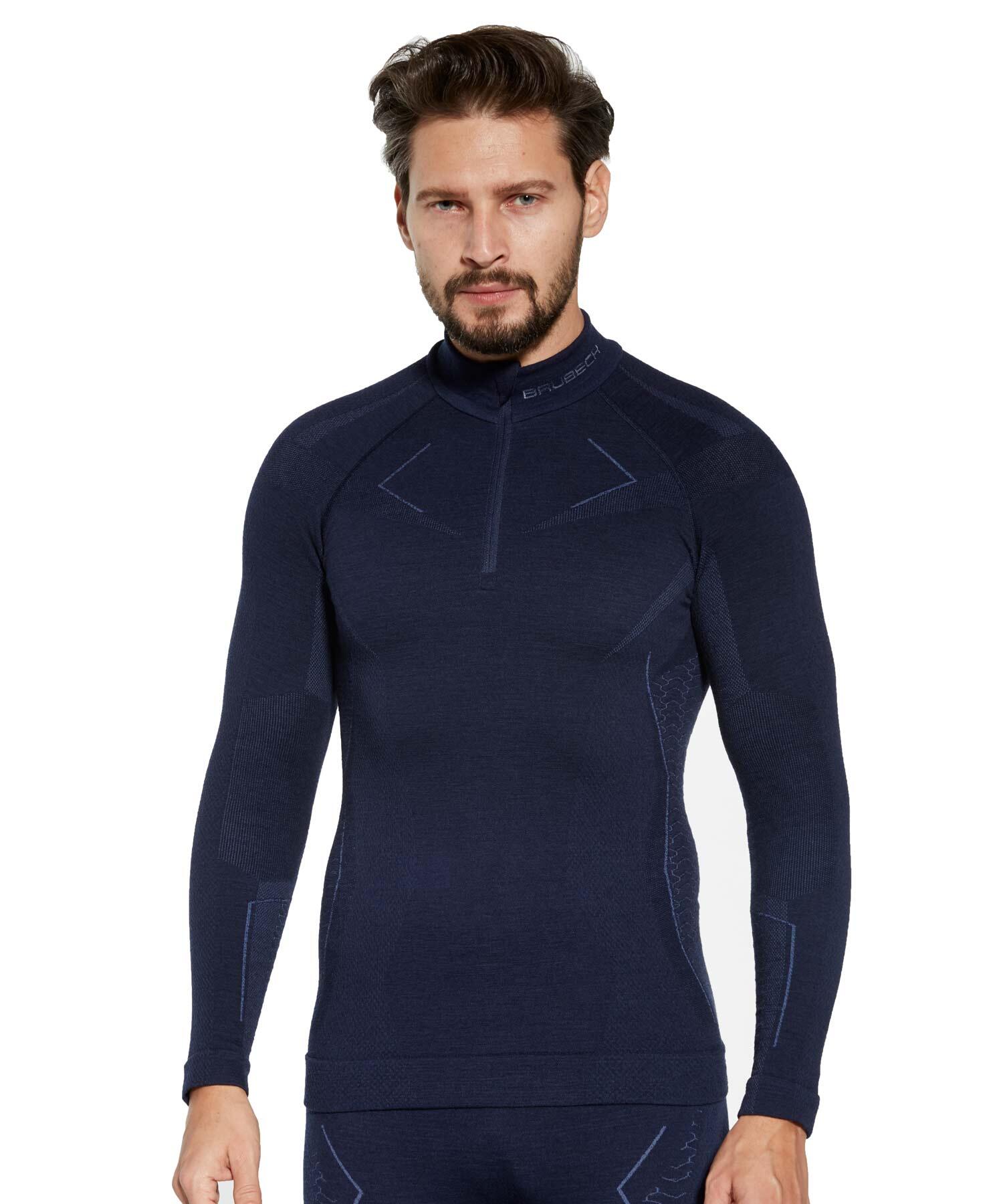 Bluza męska z krótkim ekspresem wełniana Brubeck EXTREME MERINO