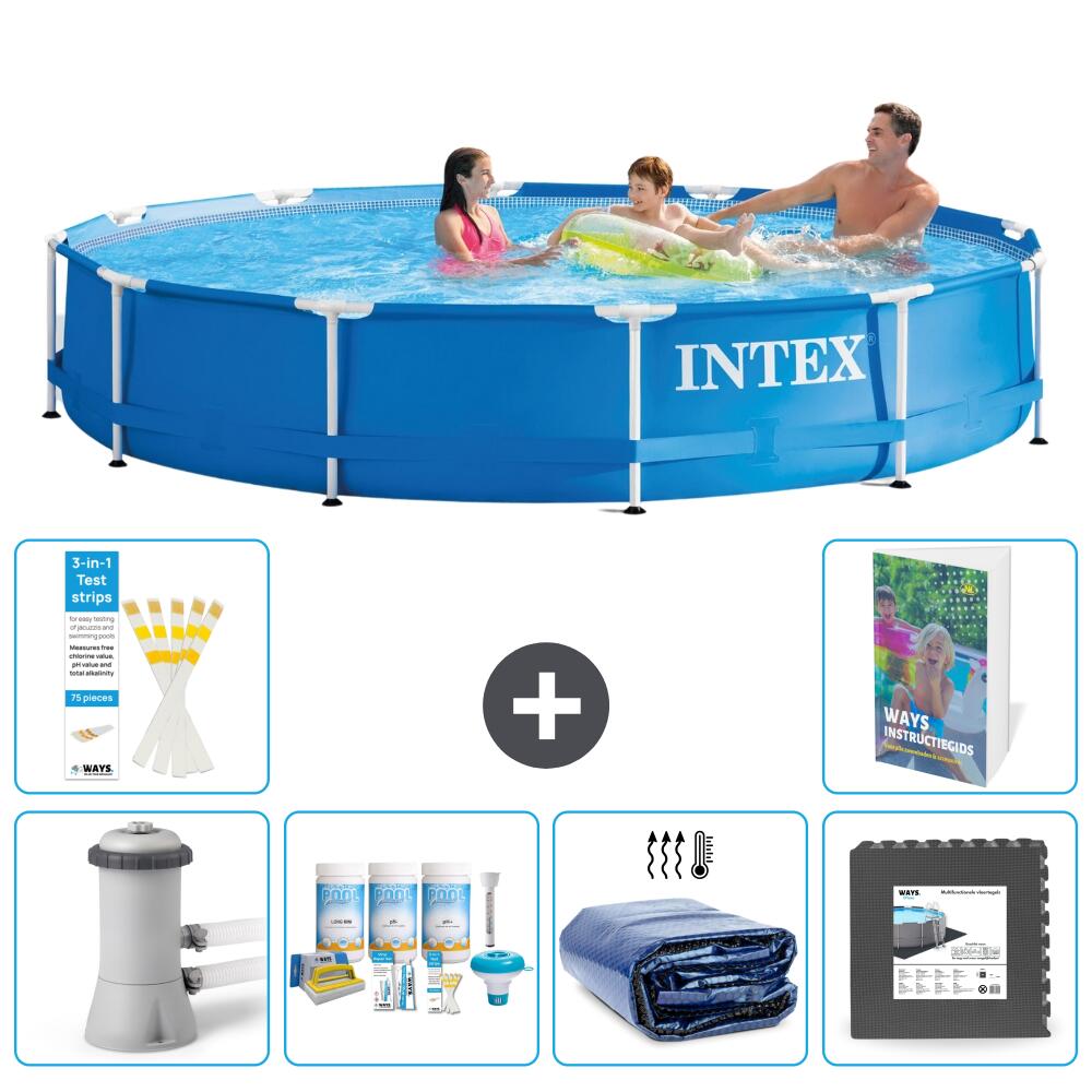 INTEX Basen ze stelażem Okrągły - 366x76 cm - 7-częściowy S233