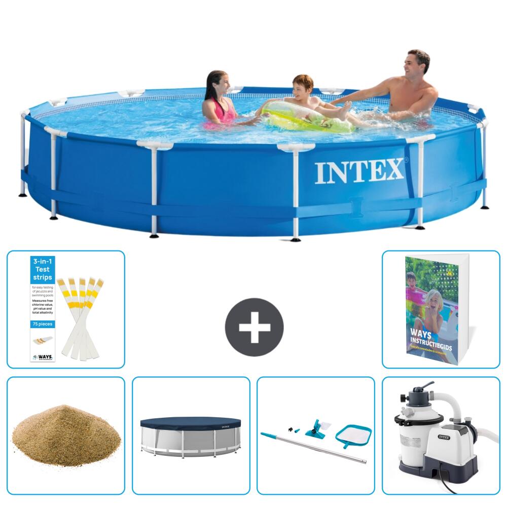 INTEX Basen ze stelażem Okrągły - 366x76 cm - 7-częściowy S58