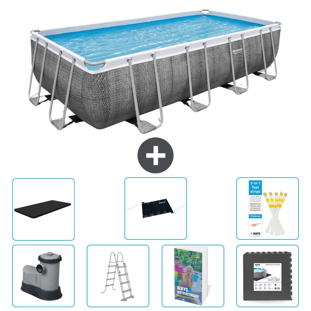 BESTWAY Basen Power Steel Prostokątny - 549x274x122 cm - 8-częściowy S543