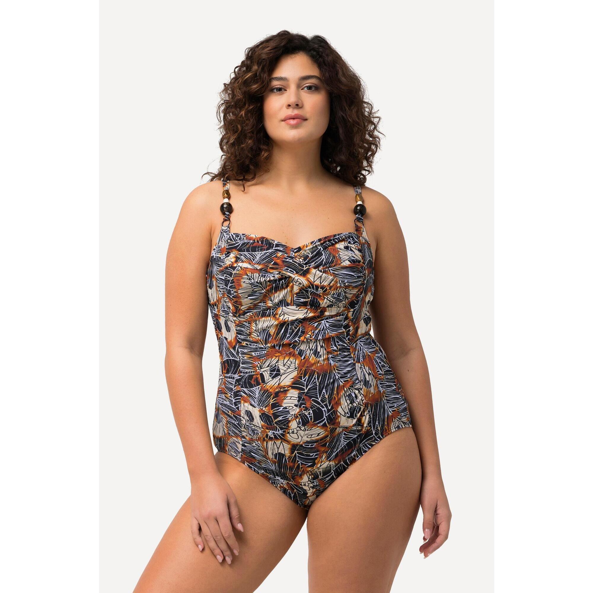 Damski Kostium kąpielowy drapowany miękkie miseczki koraliki