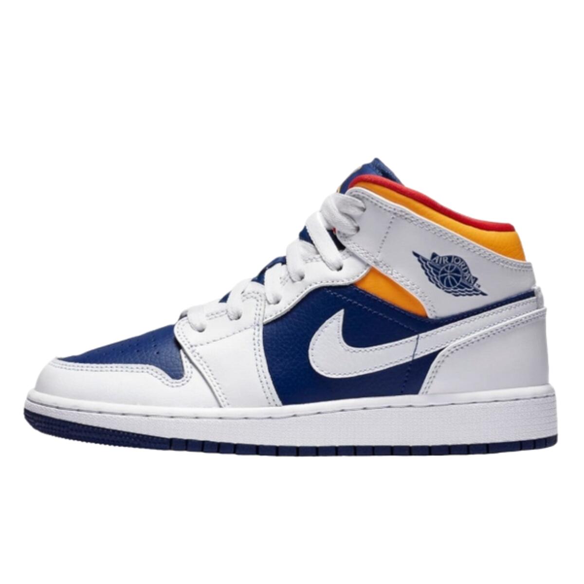 Air Jordan 1 Mid White Laser Orange Deep Royal Blue
