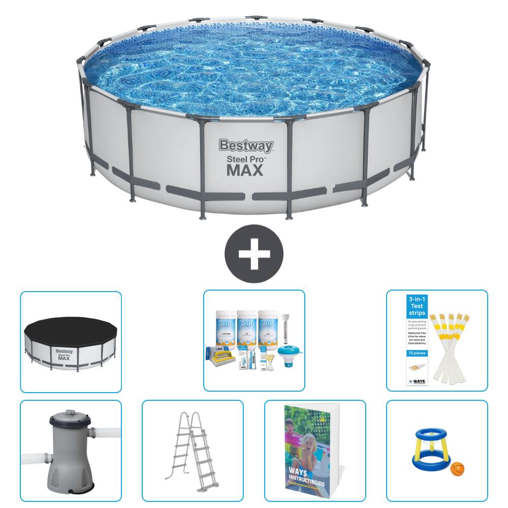BESTWAY Basen Steel Pro MAX Okrągły - 488x122 cm - 8-częściowy S548