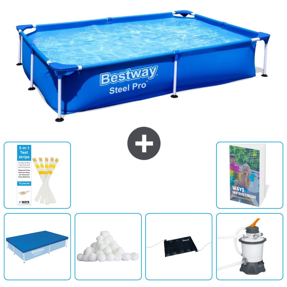 BESTWAY Basen Steel Pro Prostokątny - 221x150x43 cm - 7-częściowy S12