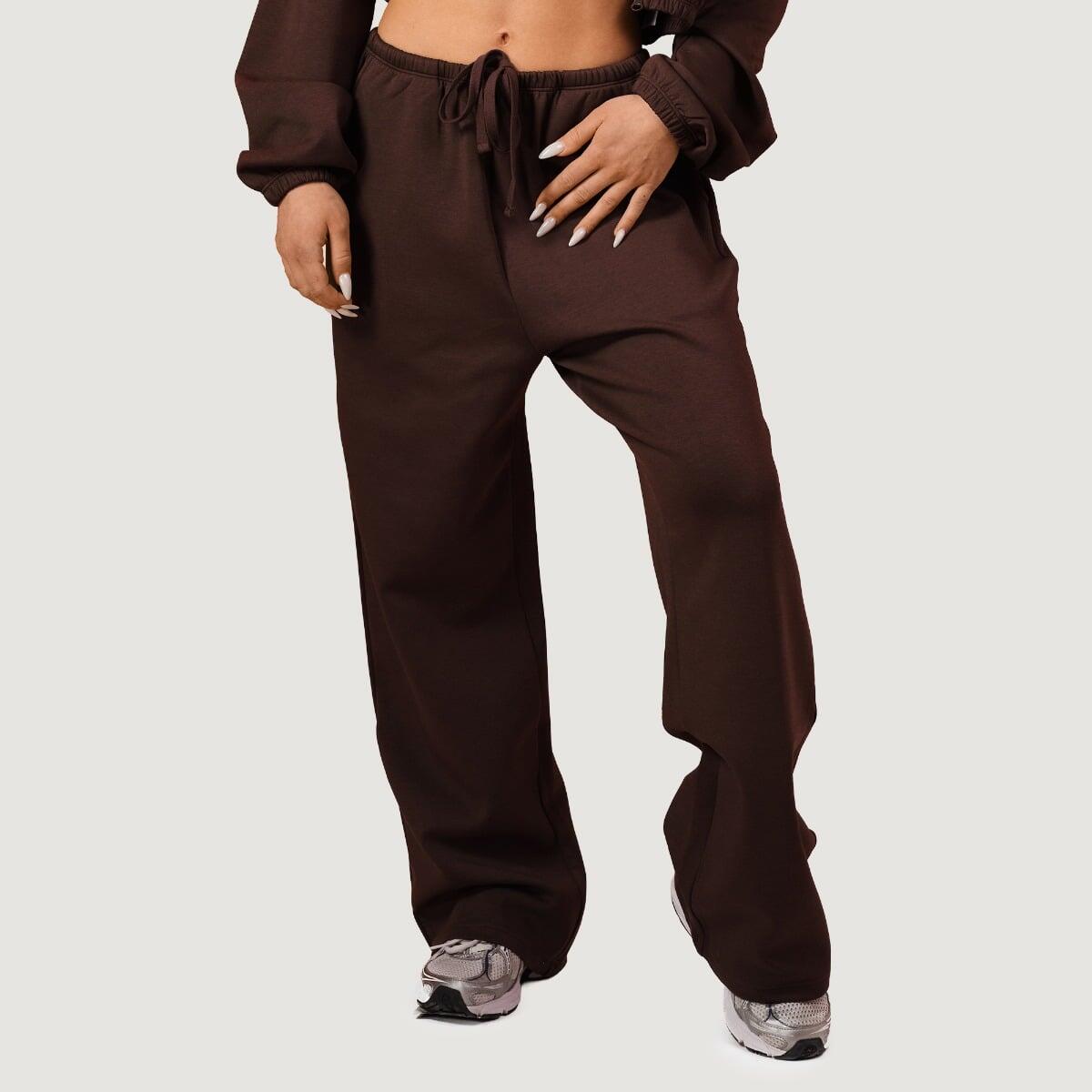 Spodnie damskie fitness oversize z kieszeniami mocha NEO