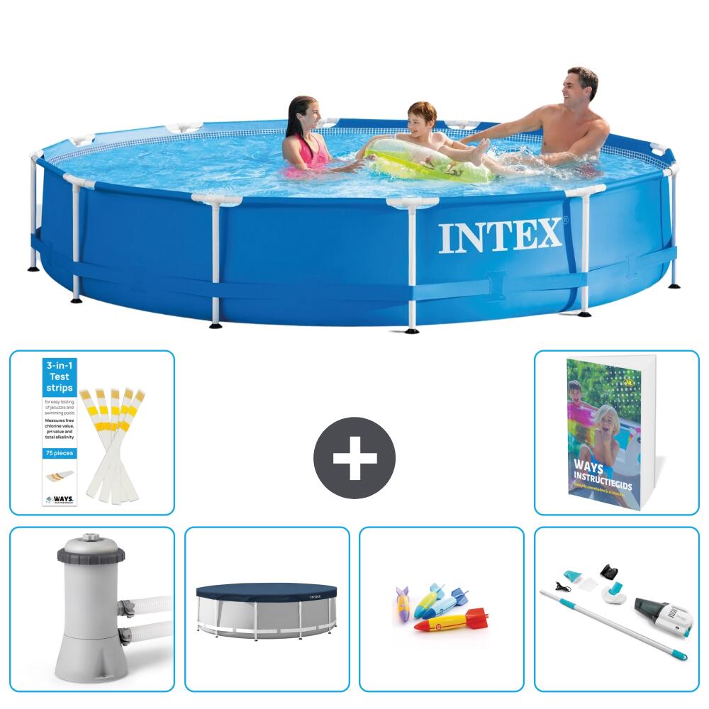 INTEX Basen ze stelażem Okrągły - 366x76 cm - 7-częściowy S242