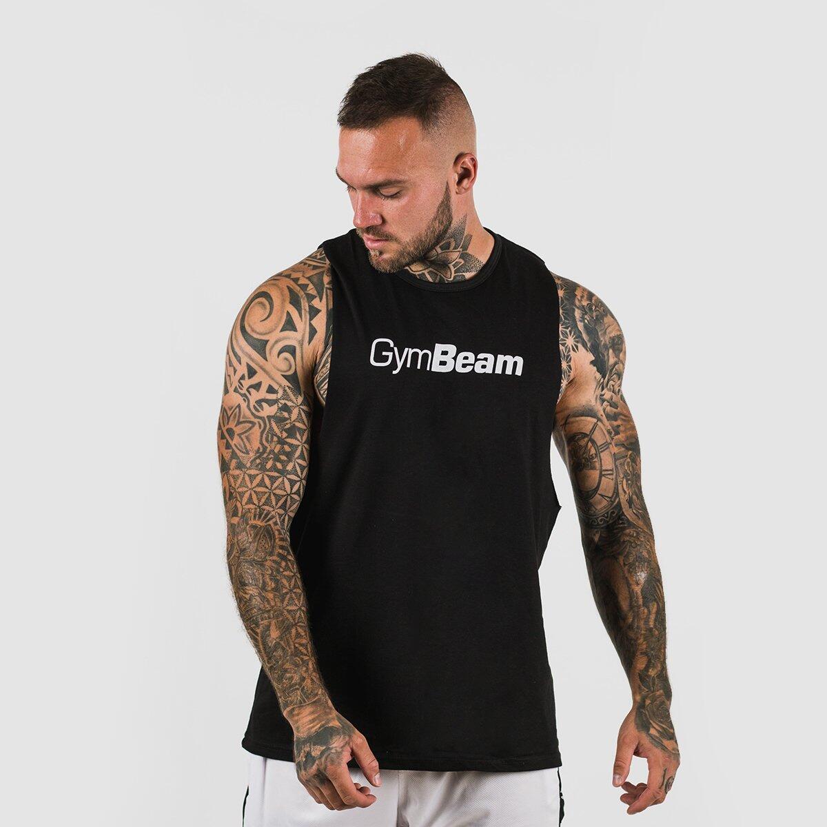 Podkoszulek męski fitness luźny czarny Cut Off