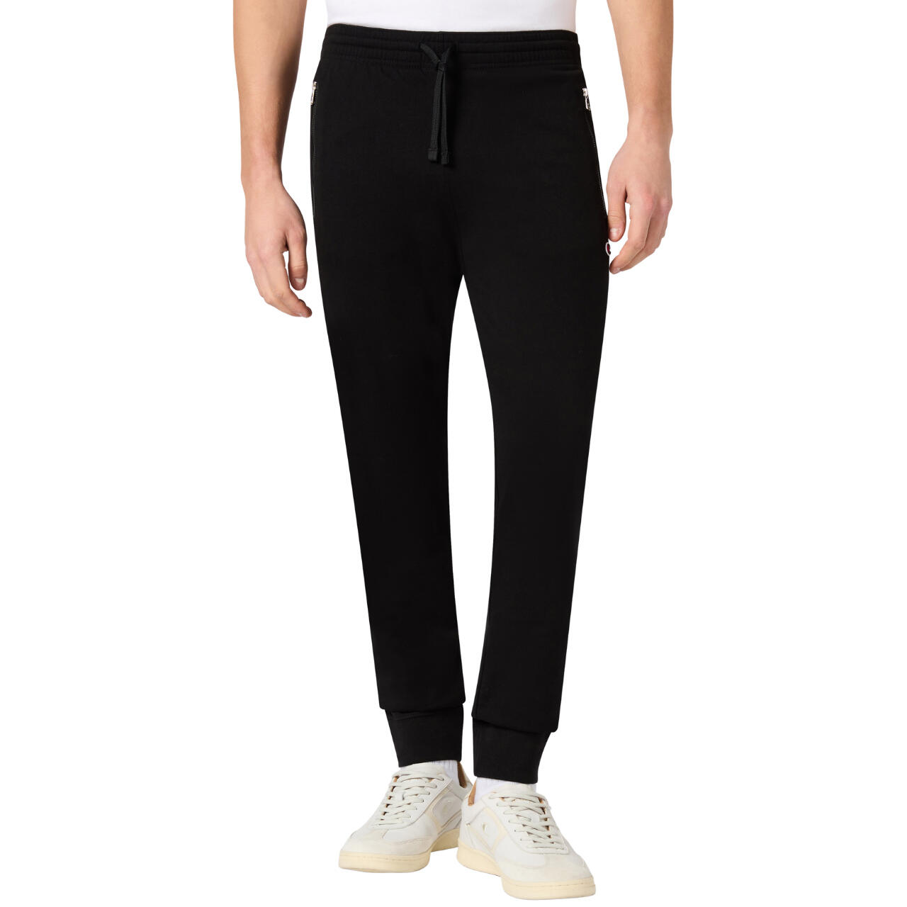 Spodnie męskie Champion Rib Cuff Pants - czarne, dopasowane, 100% bawełna