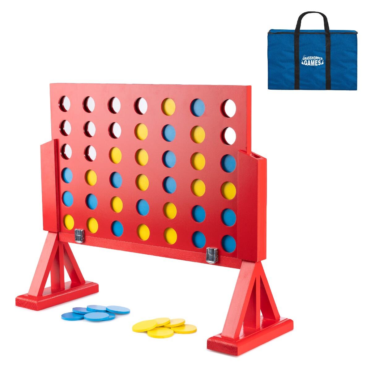 Grasshopper Games 4 in Row Game, 46 Discs and Carry Bag, Red