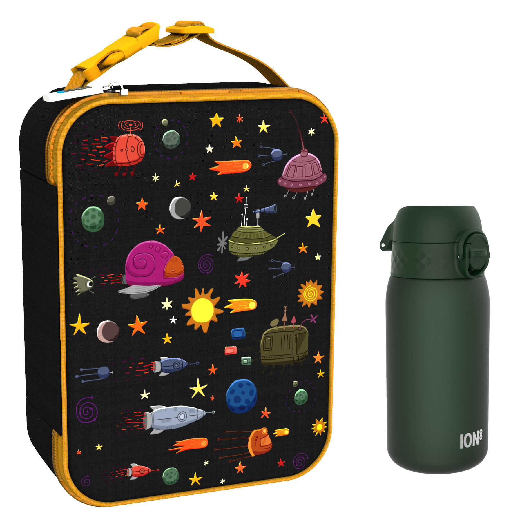 Фото - Інший туристичний посуд Śniadaniowy zestaw szkolny ION8 Space. Lunchbag i bidon 400ml z RECYCLON