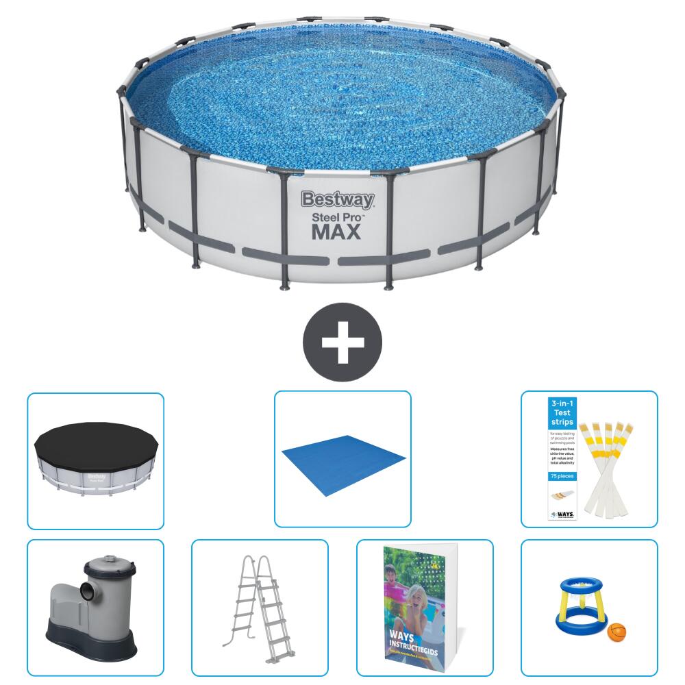 BESTWAY Basen Steel Pro MAX Okrągły - 488x122 cm - 8-częściowy S568