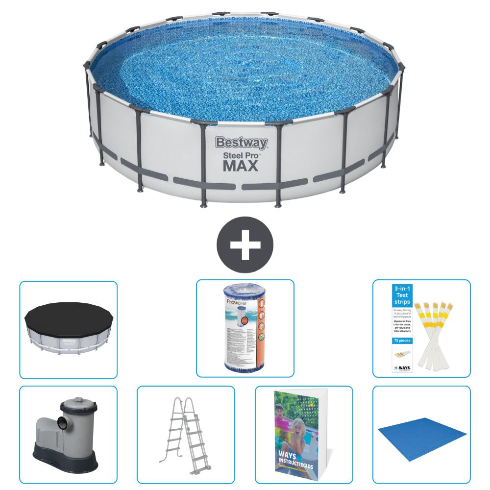 BESTWAY Basen Steel Pro MAX Okrągły - 488x122 cm - 8-częściowy S594