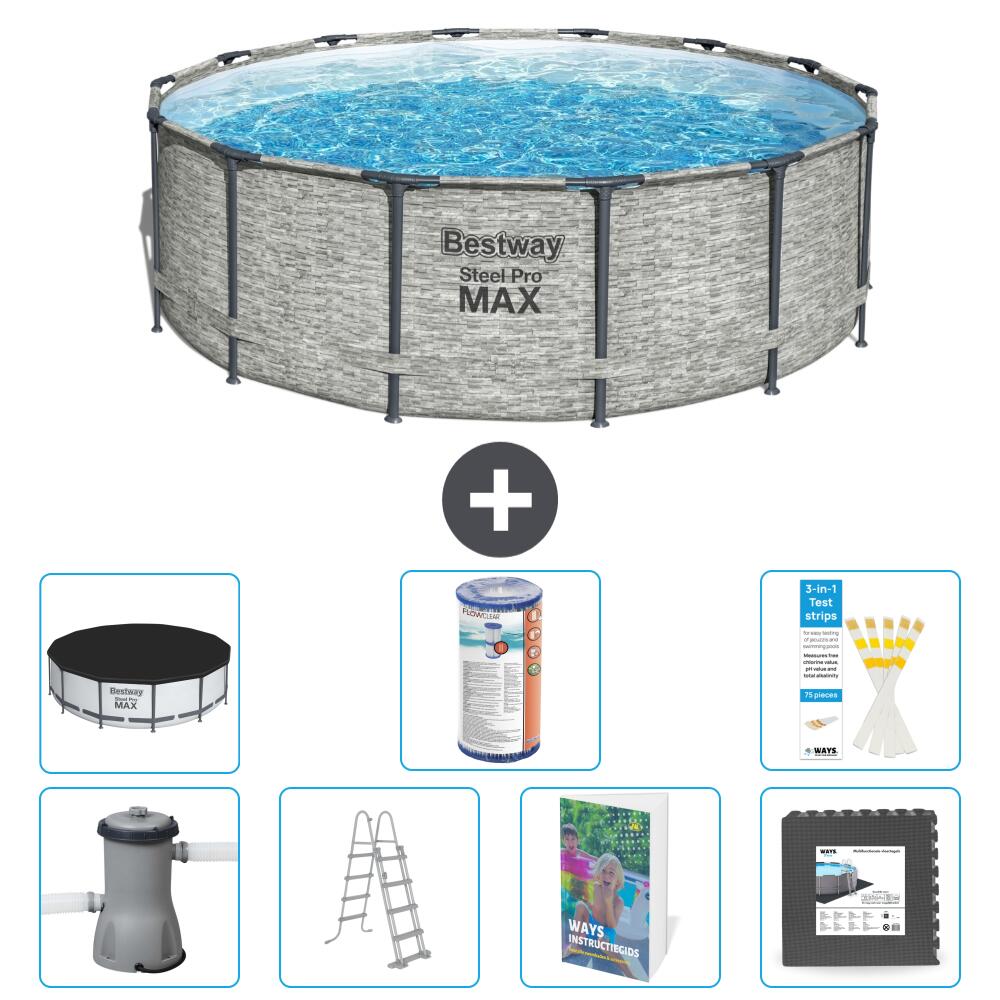 BESTWAY Basen Steel Pro MAX Okrągły - 427x122 cm - 8-częściowy S563