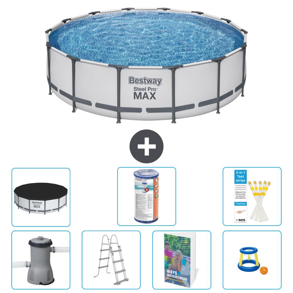 BESTWAY Basen Steel Pro MAX Okrągły - 427x122 cm - 8-częściowy S541