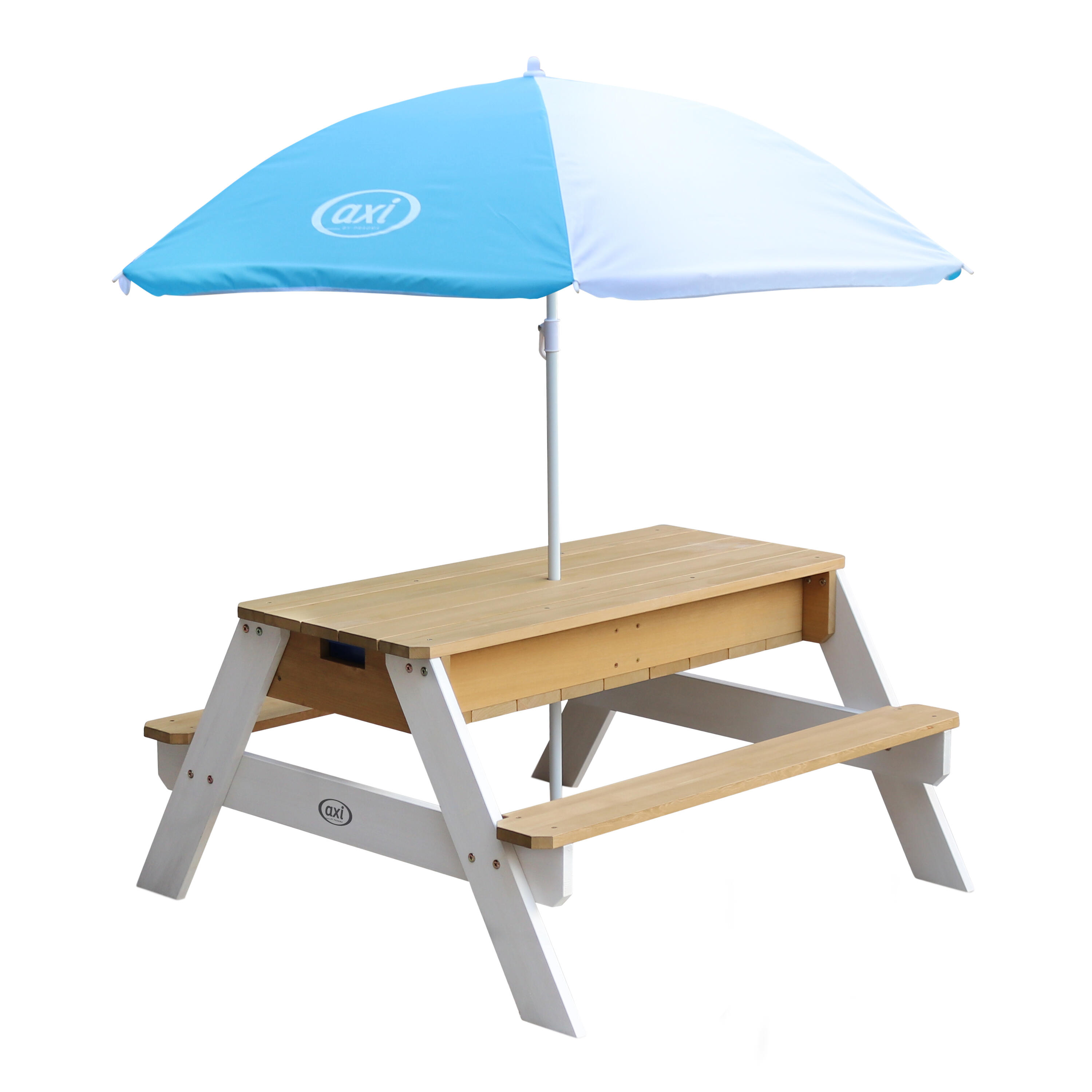 AXI Nick Stol Piasek i Woda, Parasol, Bialy/Brazowy | 95x97x48 cm