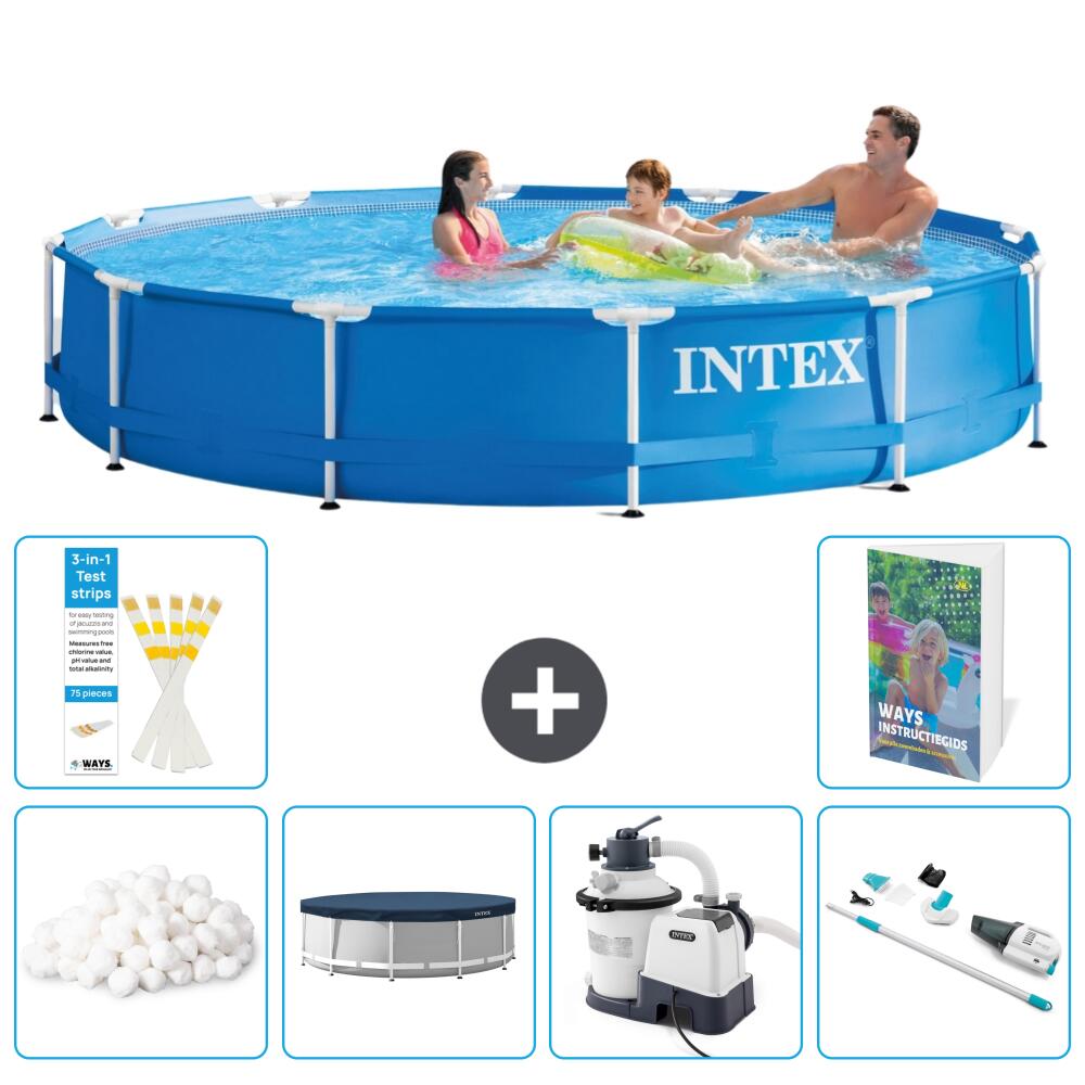 INTEX Basen ze stelażem Okrągły - 366x76 cm - 7-częściowy S169