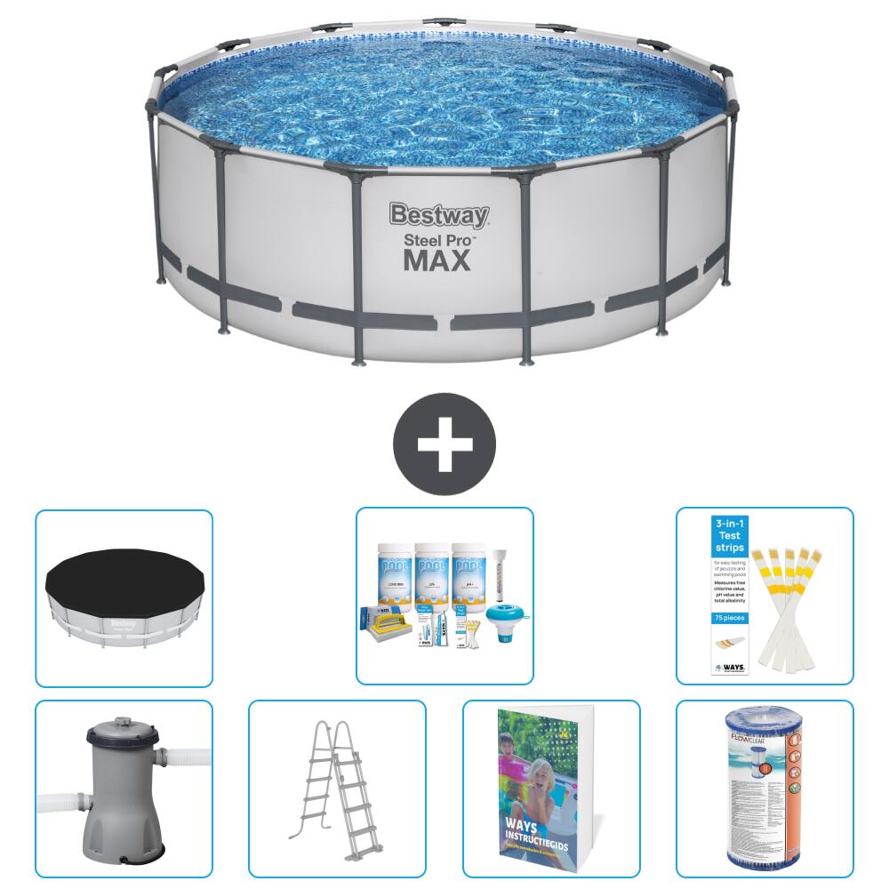 BESTWAY Basen Steel Pro MAX Okrągły - 427x84 cm - 8-częściowy S556
