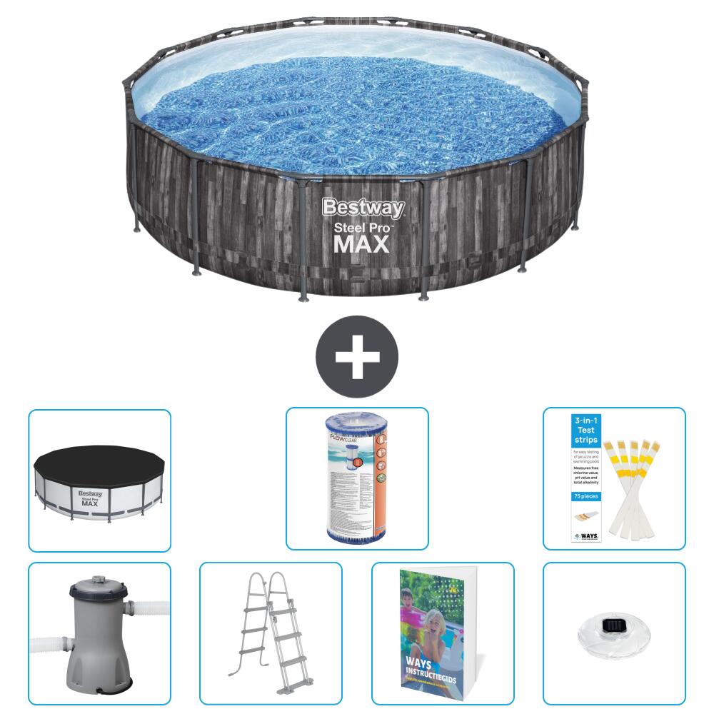 BESTWAY Basen Steel Pro MAX Okrągły - 427x107 cm - 8-częściowy S622