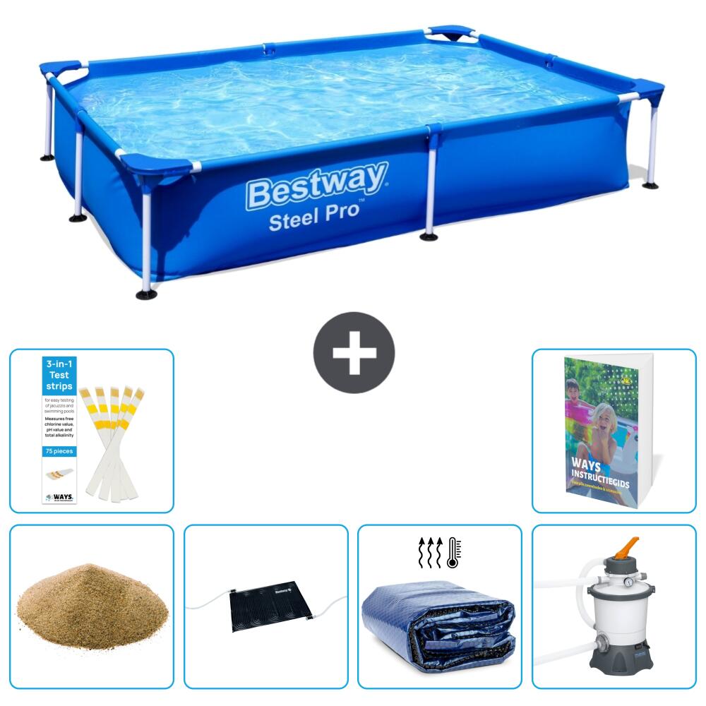 BESTWAY Basen Steel Pro Prostokątny - 221x150x43 cm - 7-częściowy S69