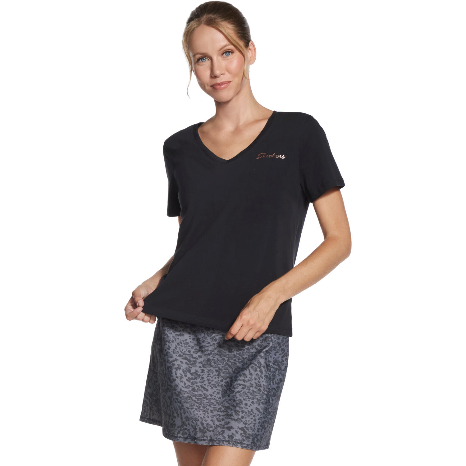 T-shirt sportowy z krótkim rękawem damski Signature V-Neck Tee