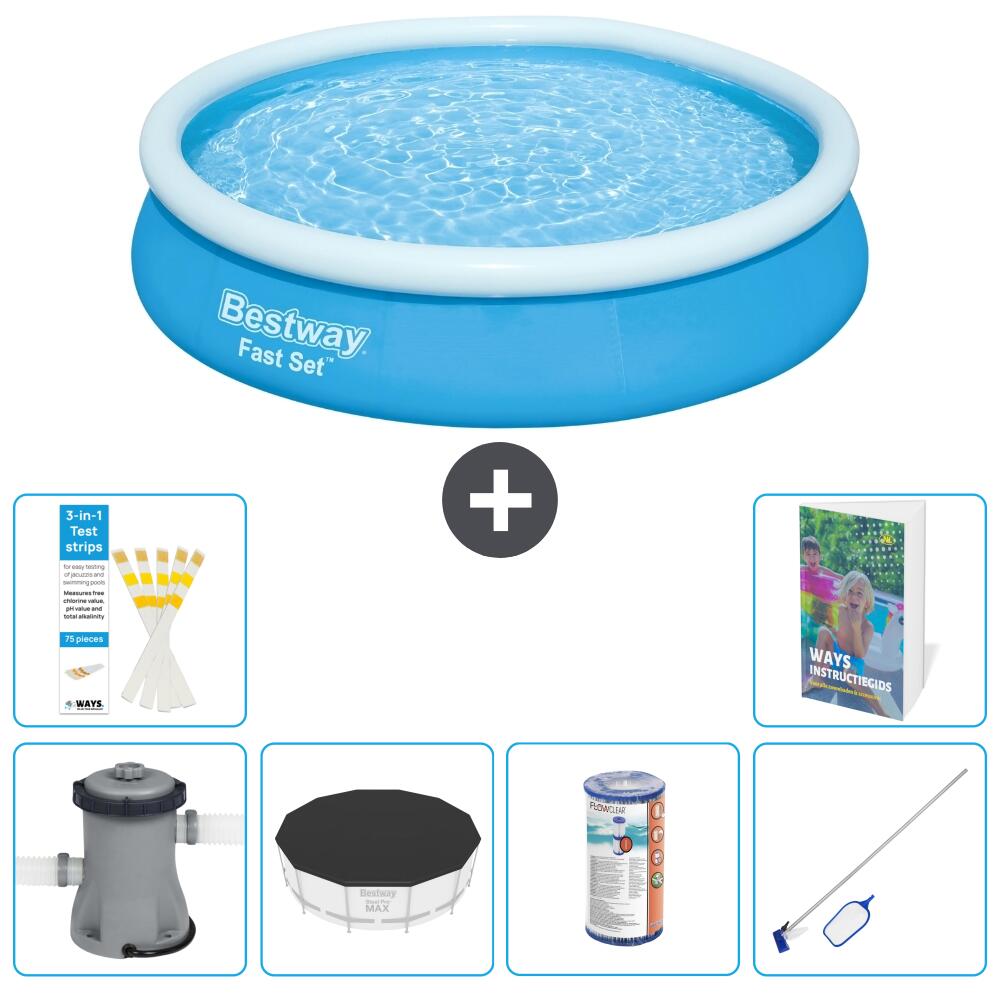 BESTWAY Basen Fast Set Okrągły - 366x76 cm - 7-częściowy S304
